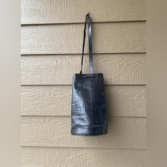 Vintage Jennifer graham leather Drawstring bucket Bag, black - Picture 15 of 16